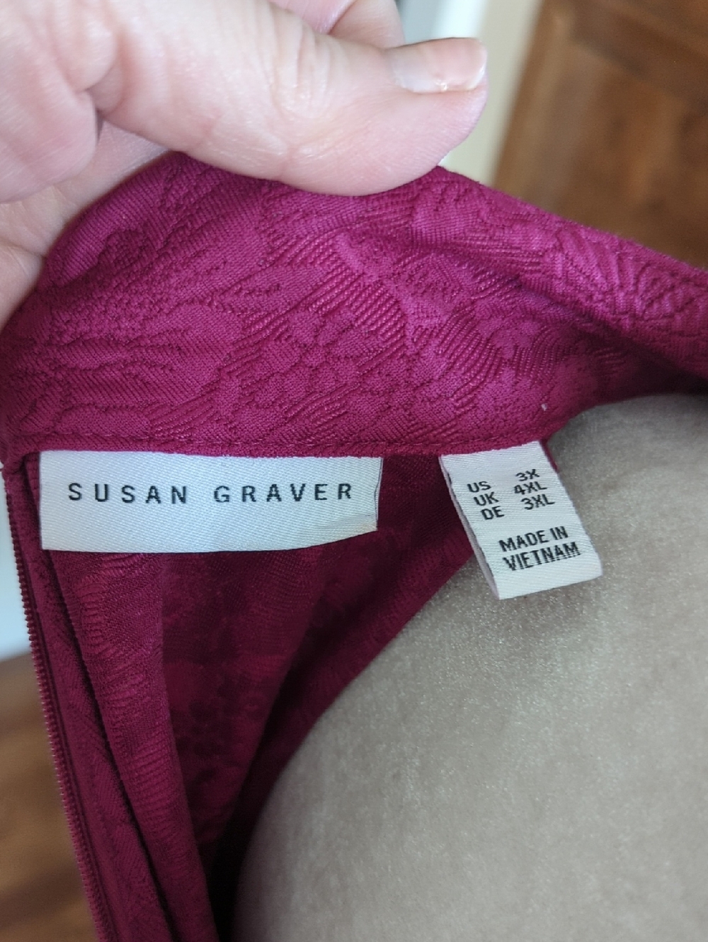 Susan Graver jacquard Textured Berry Mock Neck Plus Size Feminine Tunic Sz 3X - Picture 2 of 9
